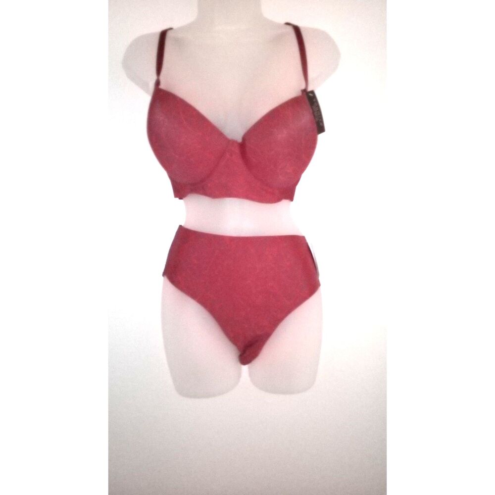 Youmita 40D Merlot Floral Seamless Bra and XL seamless Panty